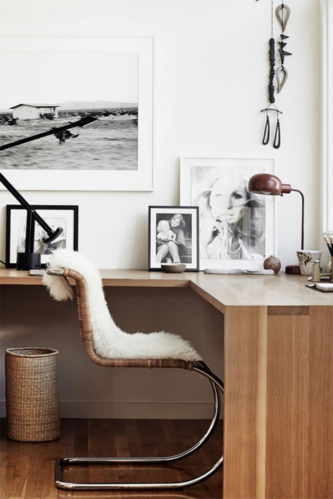 Scandi office with fluffy rug