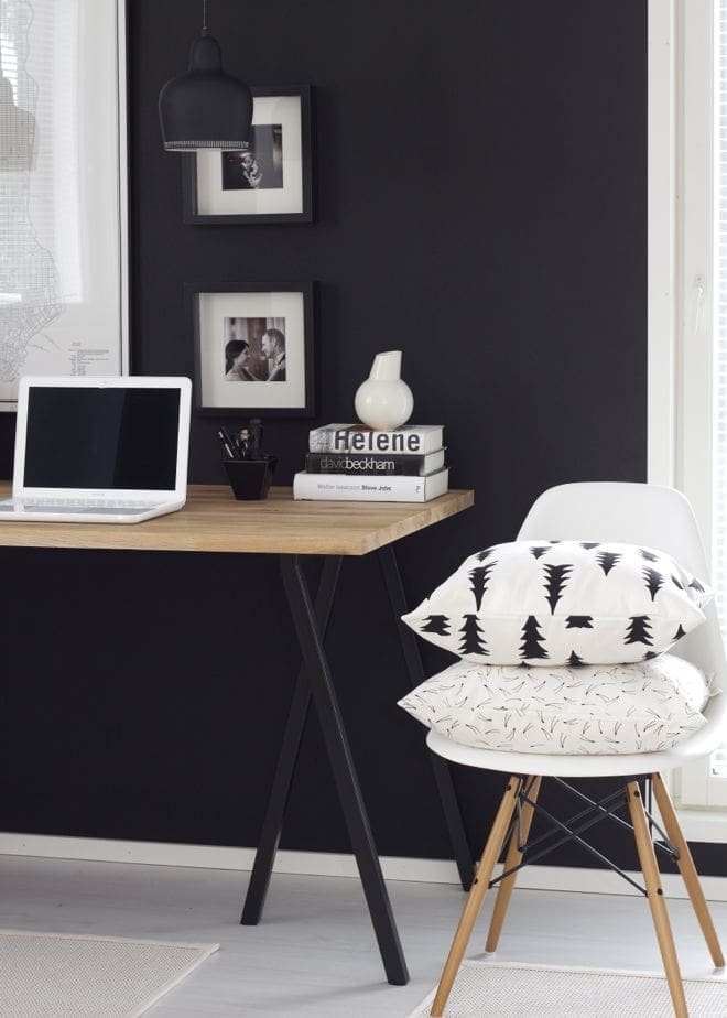 Office with black wall