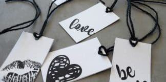 Close up of gift tags