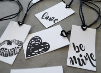 Close up of gift tags