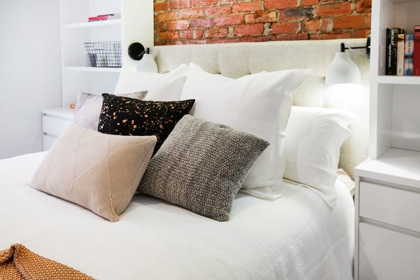 Cushions on bed