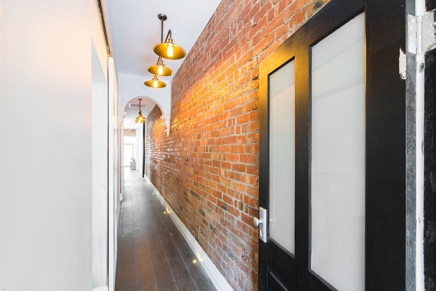 Red brick hallway