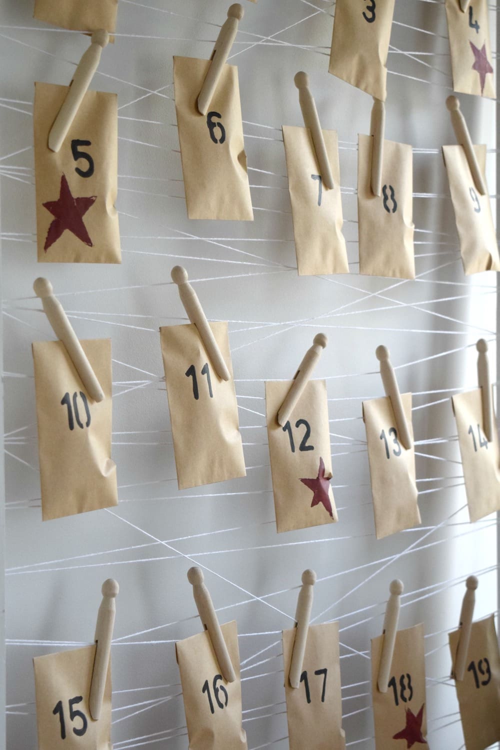 Close up DIY minimalist advent calendar
