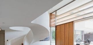 Solid white ribbon staircase