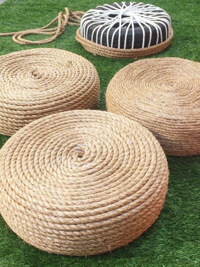 DIY rope ottoman