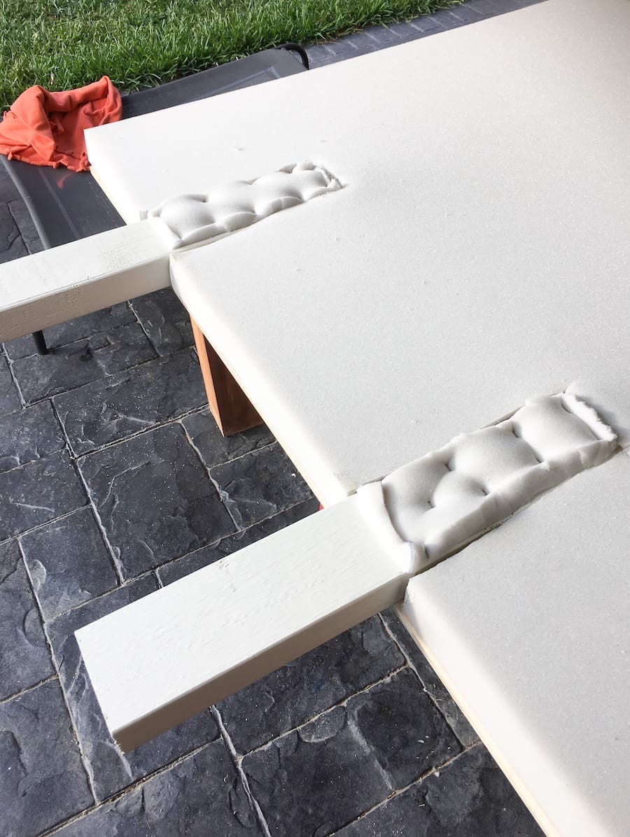 Staple foam onto legs