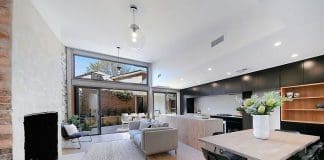 Open plan kitchen and dining