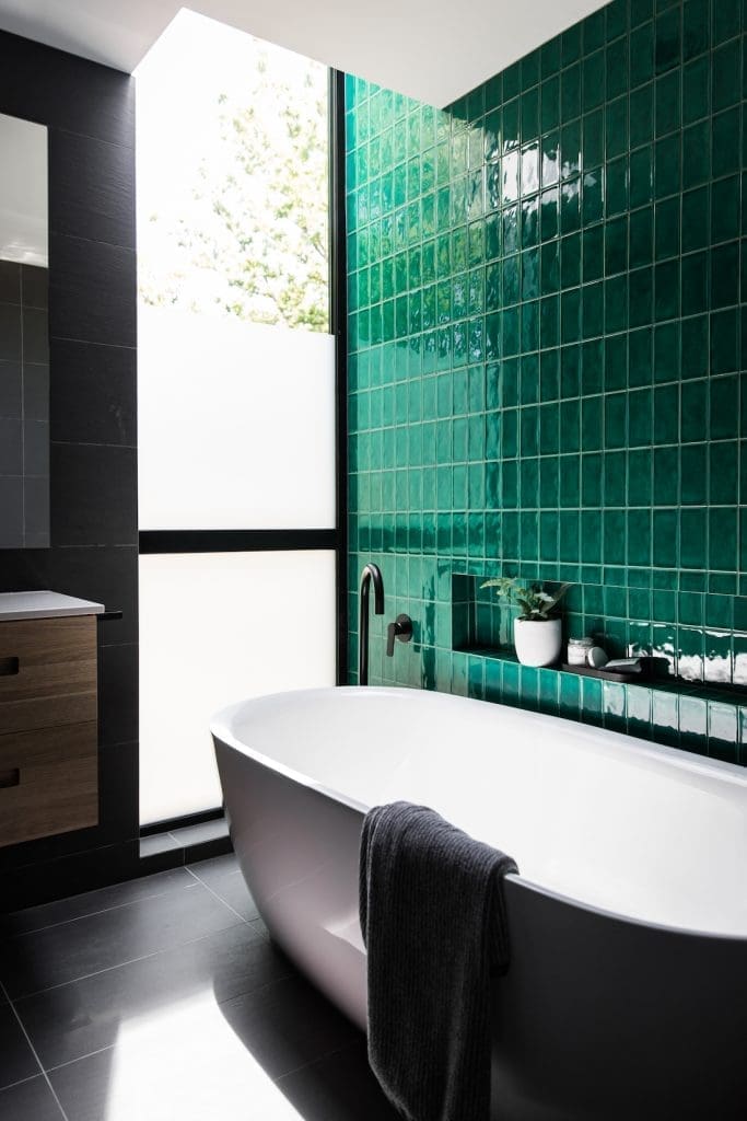 Green tile wall