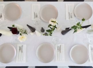 Birds eye of table styling