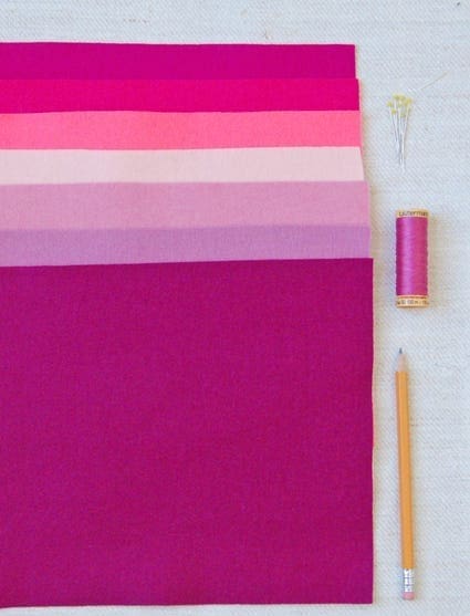 Felt and materials for DIY felt coffee sleeve