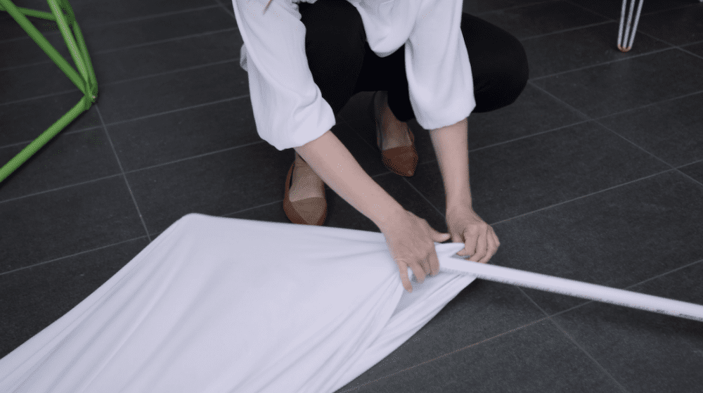 Slip fabric over frame