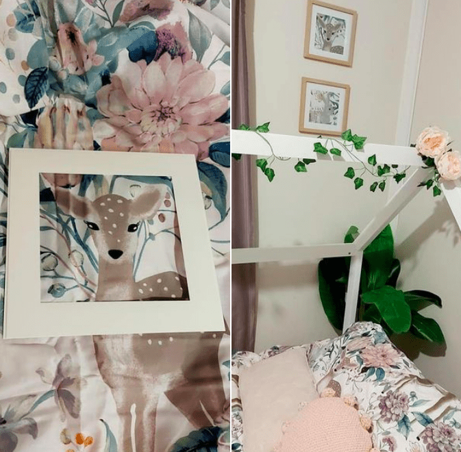 Kmart hacks_kids bedding into art