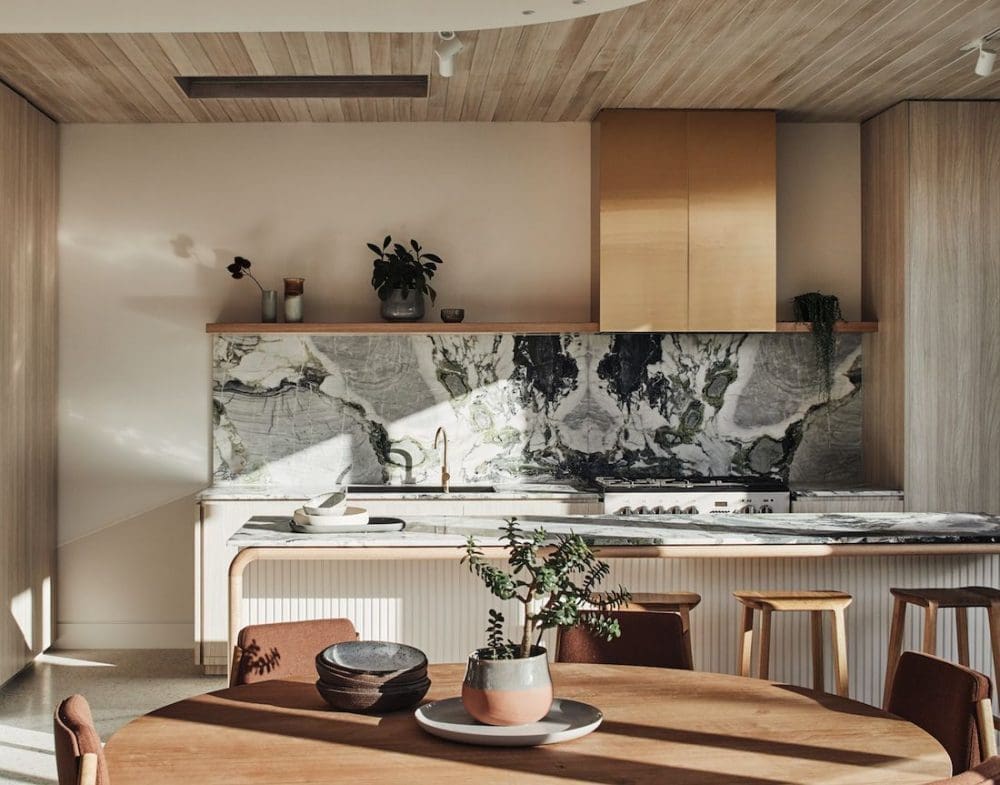 Natural stone kitchen splash back