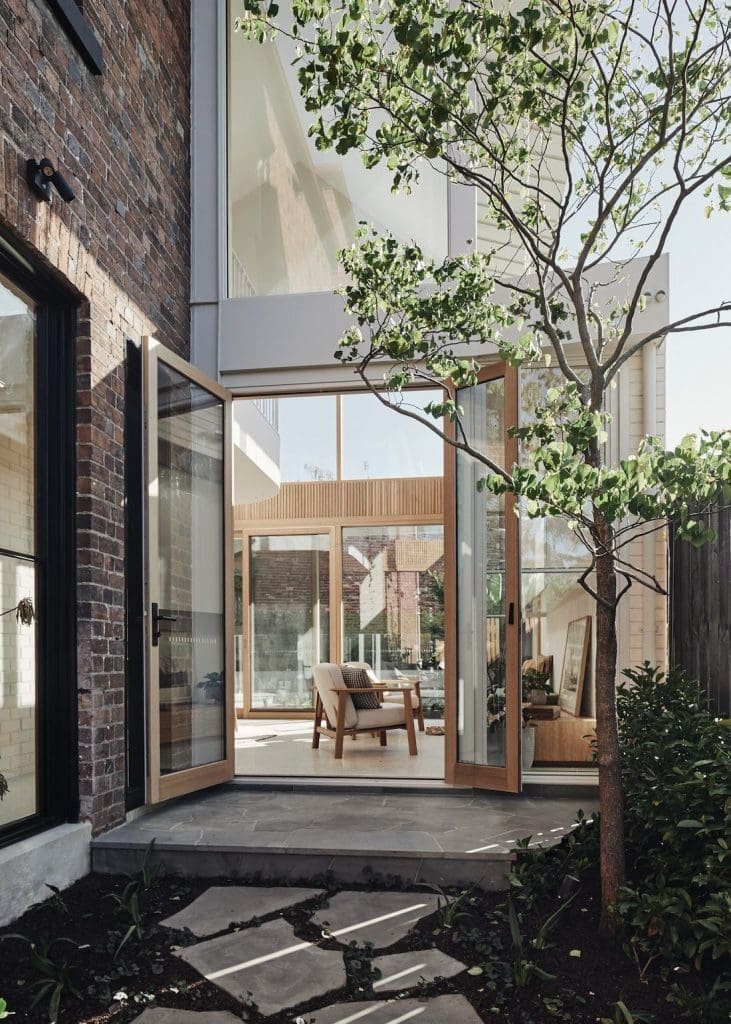 Red brick and glass exterior