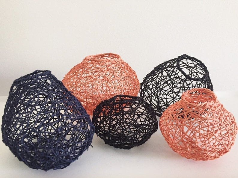 Sculptural open weave vases
