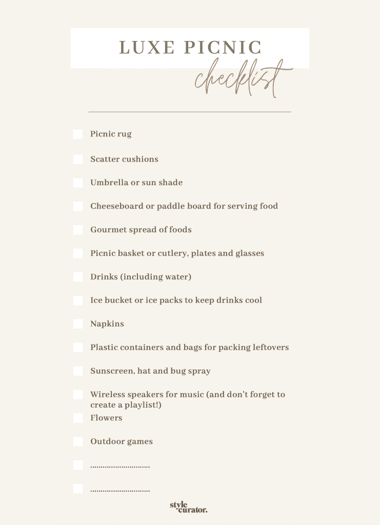 Free how to pack the perfect picnic checklist