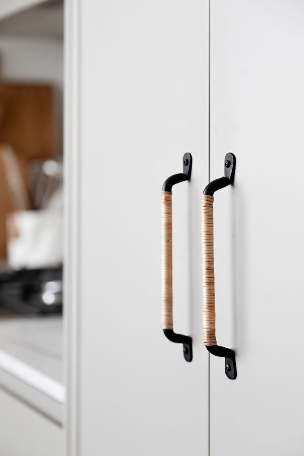 Rattan woven door handles