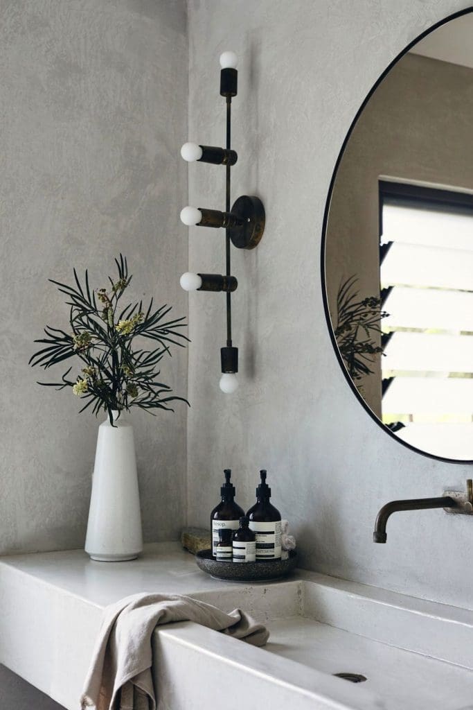 Bathroom with sink built into vanity