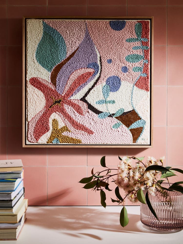 Floral tapestry art but Monica Henry