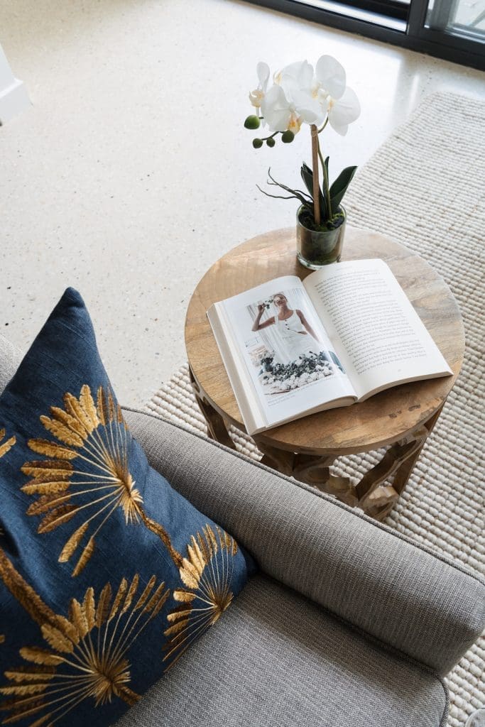 Side table next to armchair