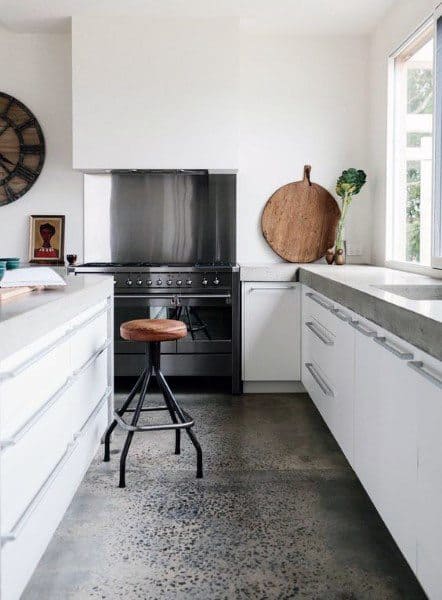 Speckled concrete floors