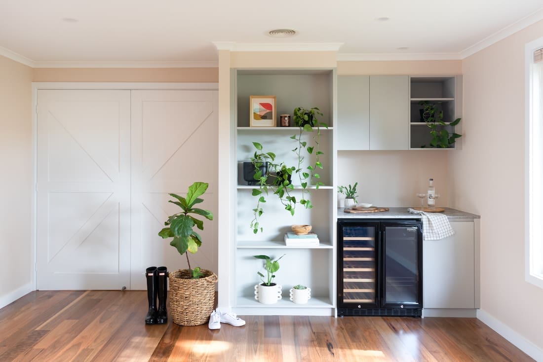 Living space with built in bar