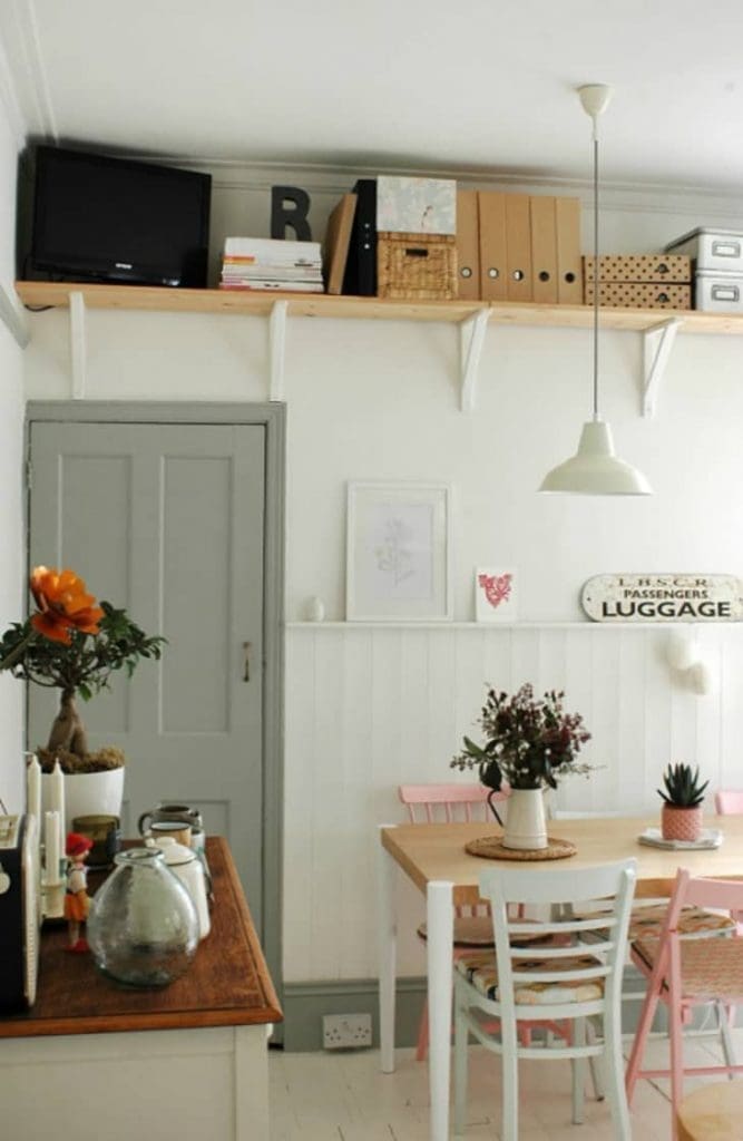 Shelf above door back of door storage ideas