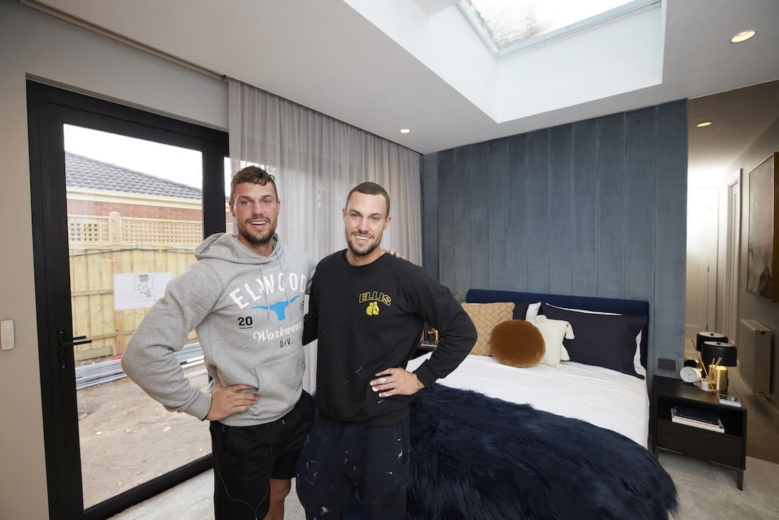 Twin brothers Josh and Luke on The Block in guest bedroom
