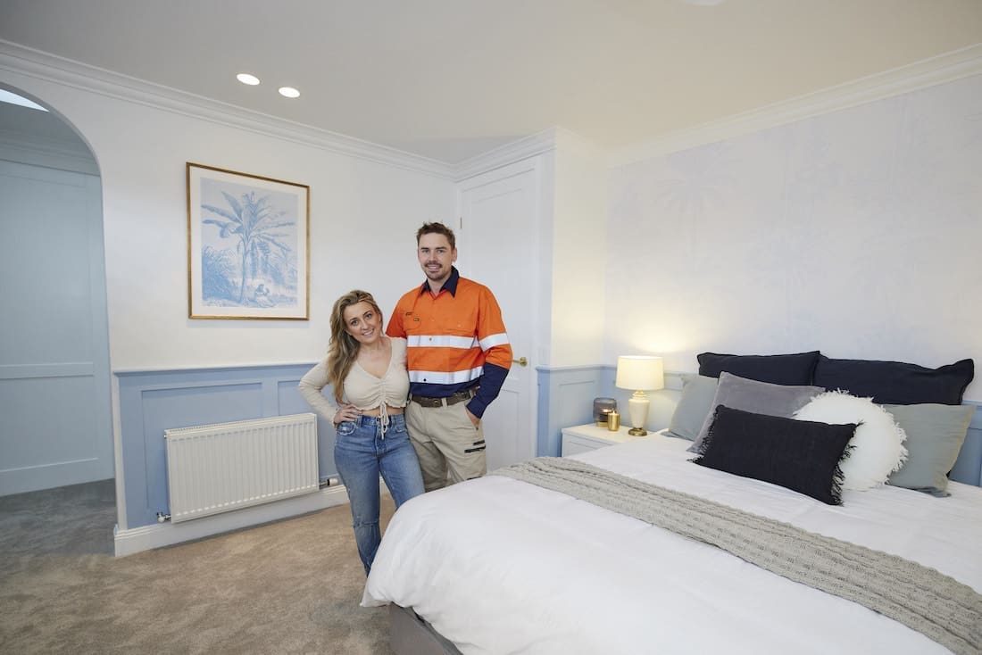 Kirsty and Jesse in Hamptons style guest bedroom