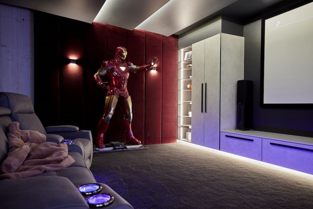 Life-sized Ironman sculpture in home cinema