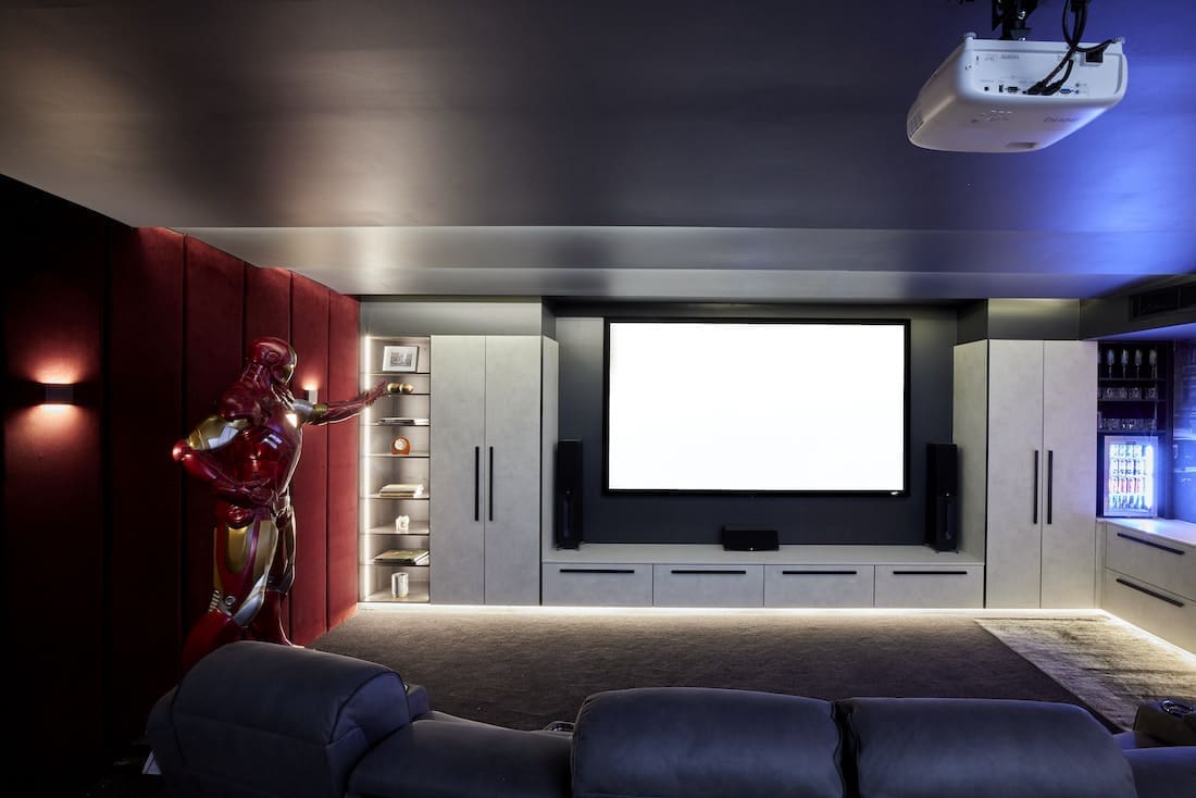 Life-sized Ironman sculpture in home cinema