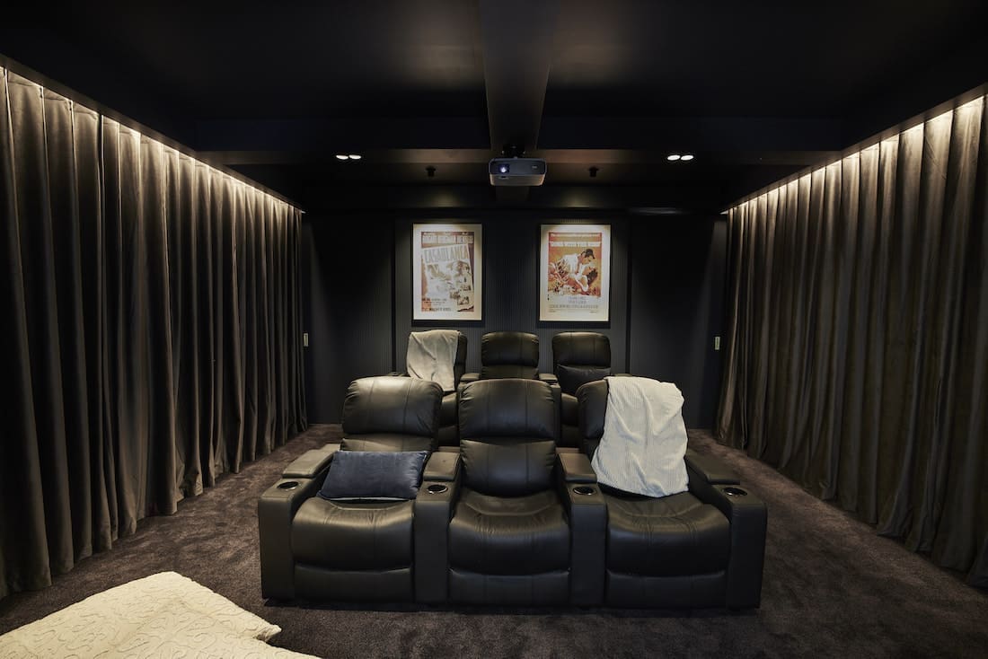 Dark at home cinema set up