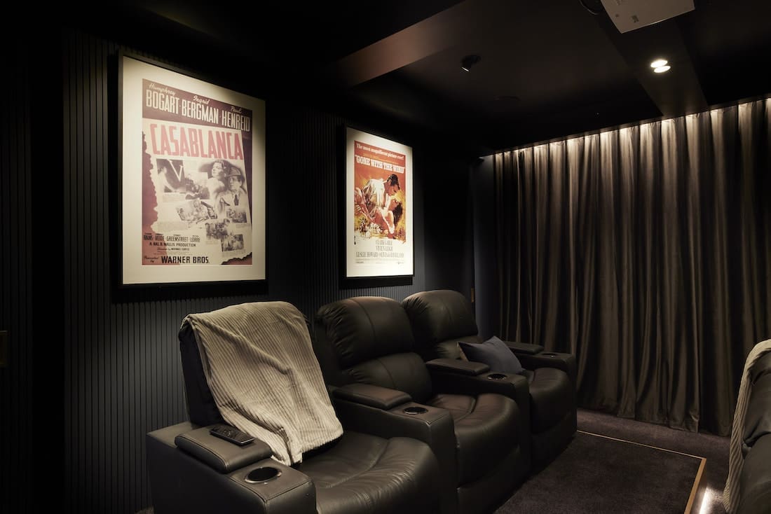 Old movie posters in at home cinema
