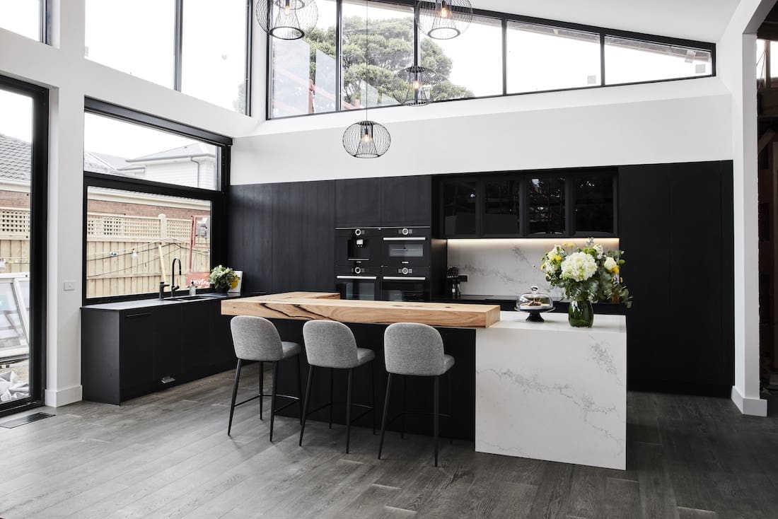 Light and bright black kitchen