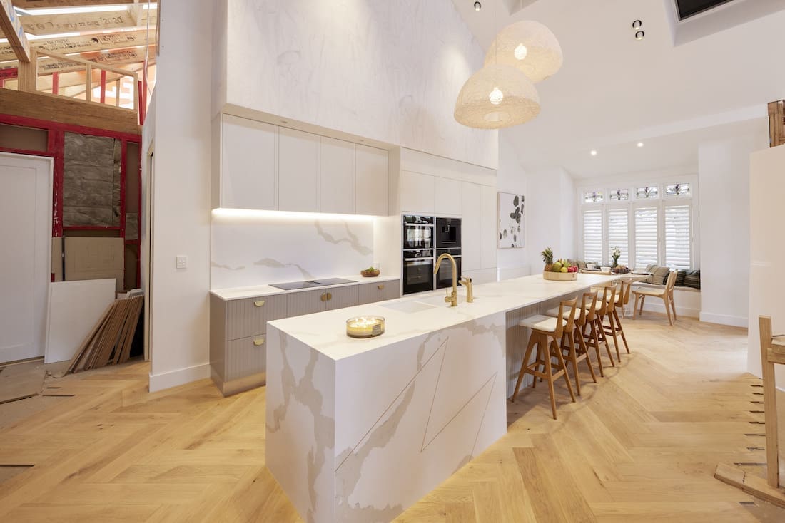 Entry to additional kitchen space in Caesarstone kitchen