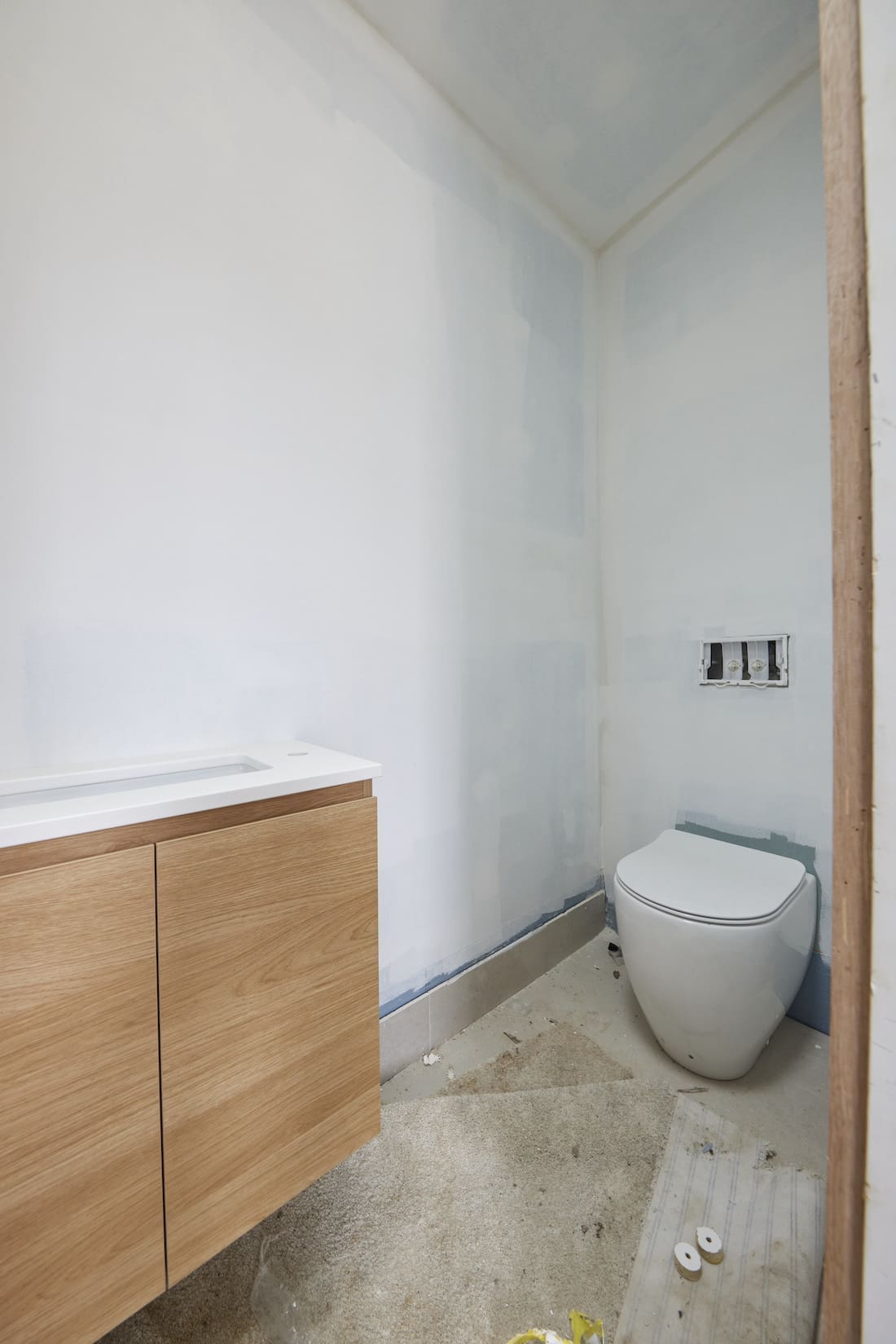 Unfinished powder room
