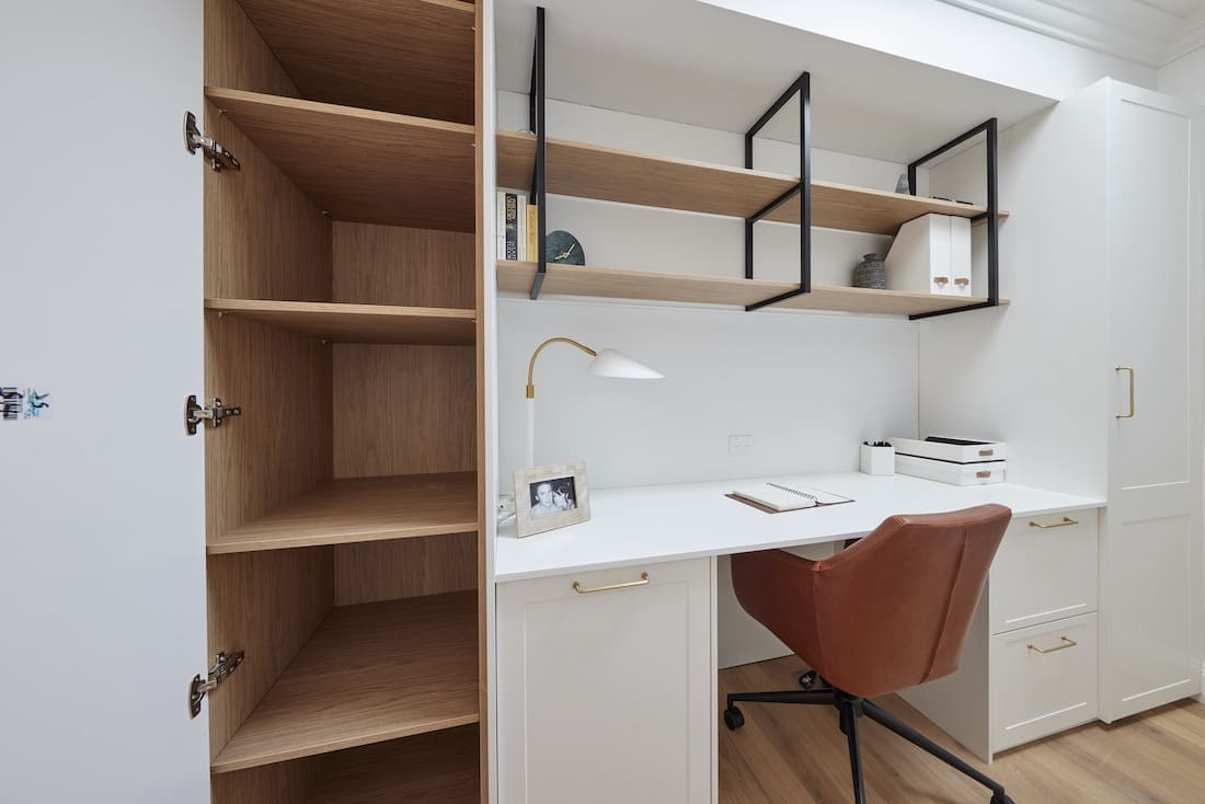 Storage in study nook