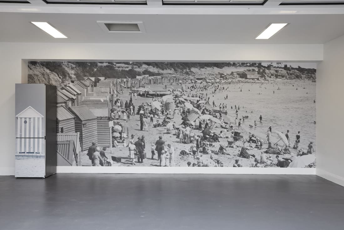 Black and white beach wall mural