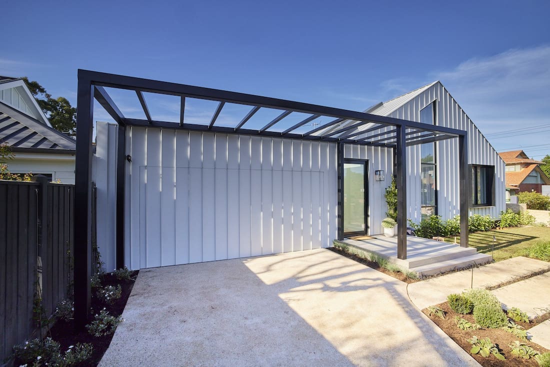 standing-seam Colorbond clad façade