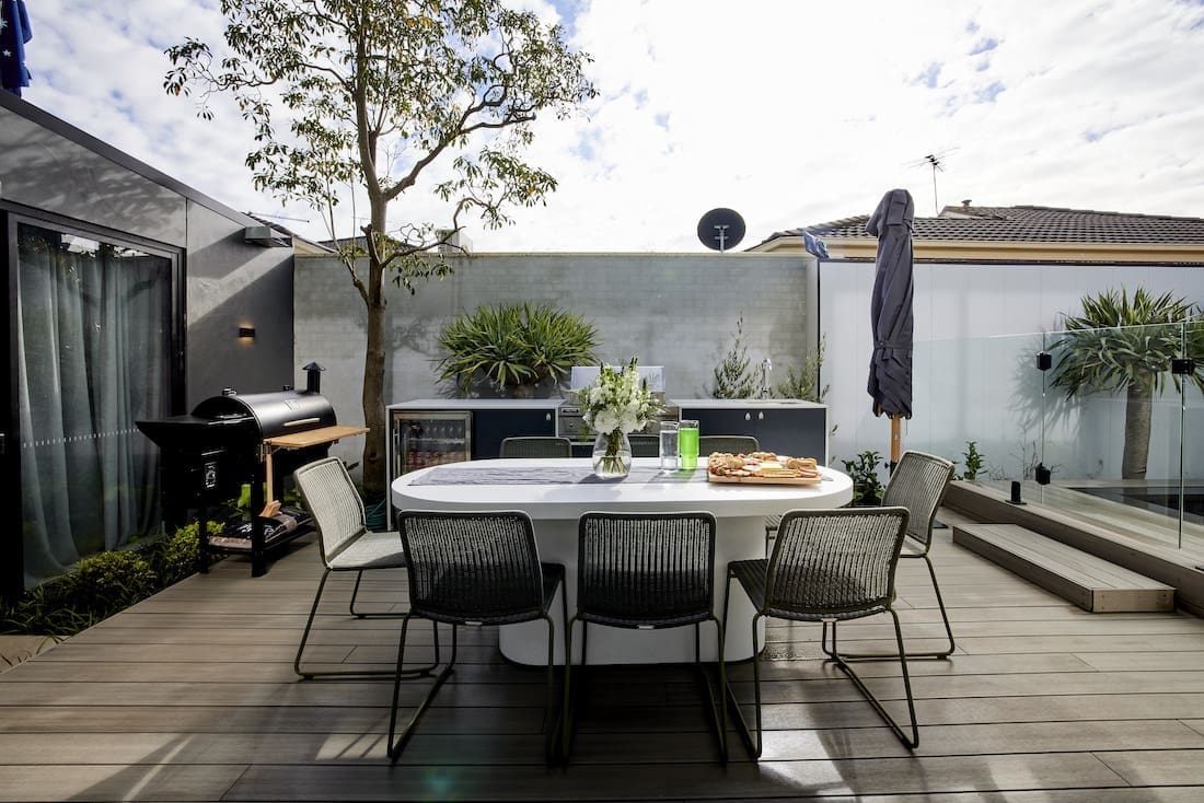 Outdoor kitchen and dining space