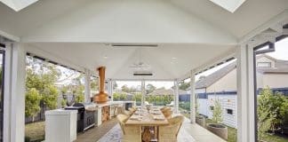 Outdoor covered dining space