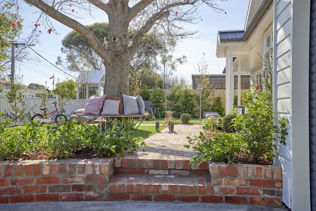 Brick steps to front garden