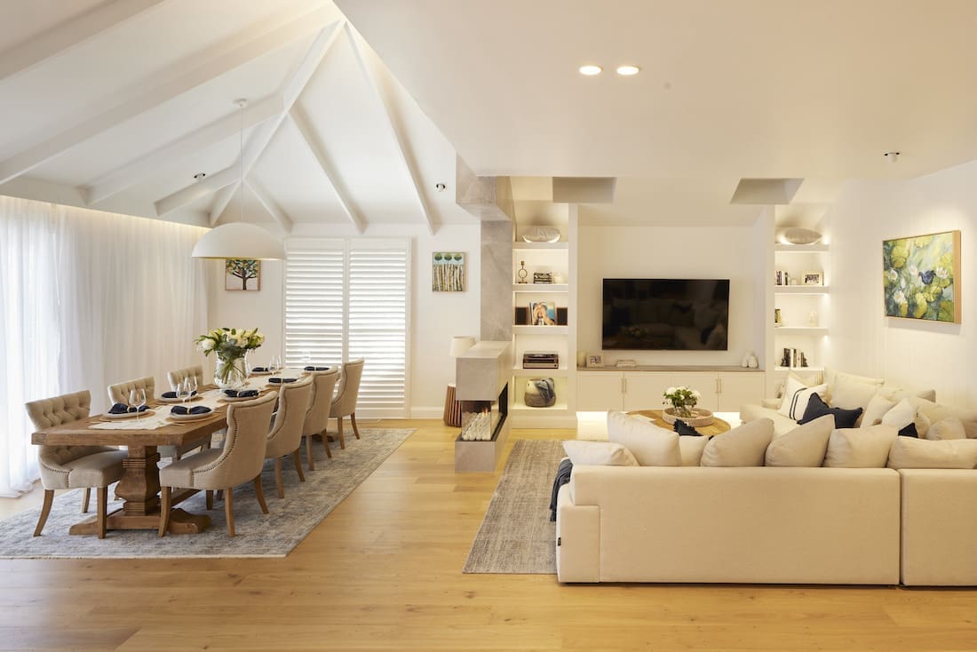 Living and dining room in neutral colour palette