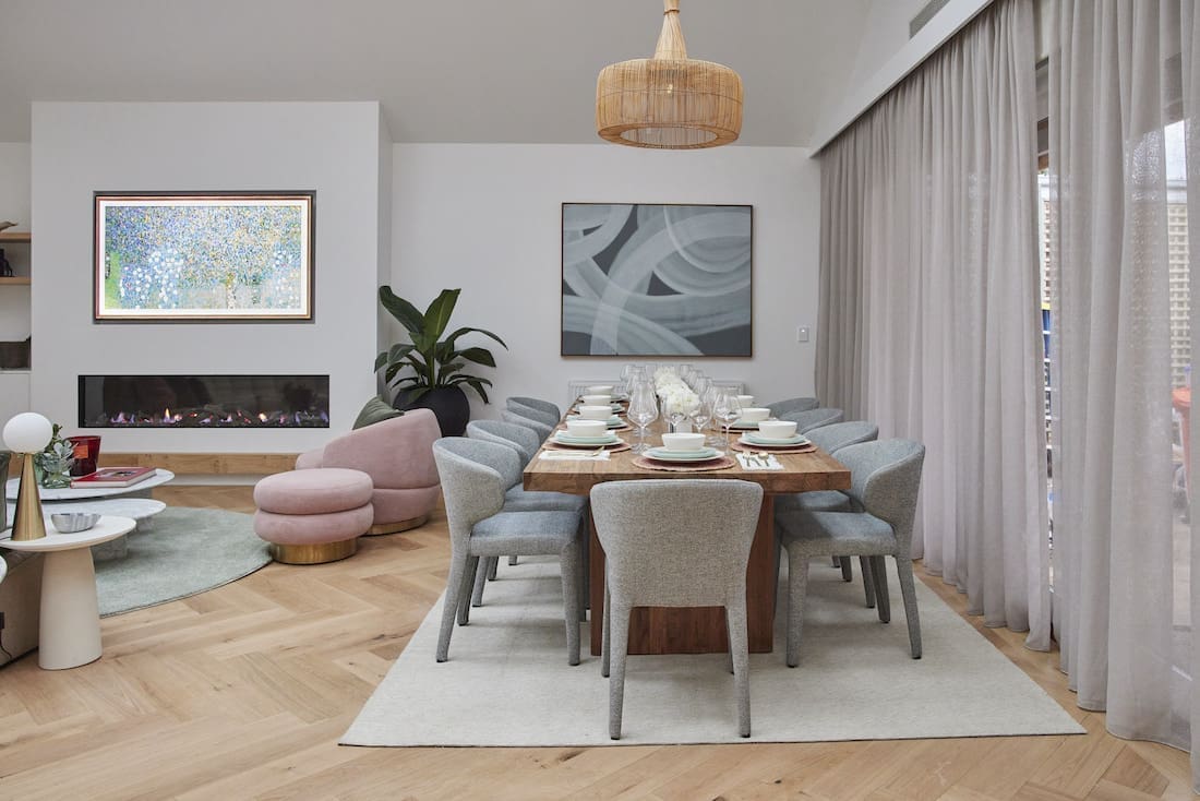 Dining room with pendant light