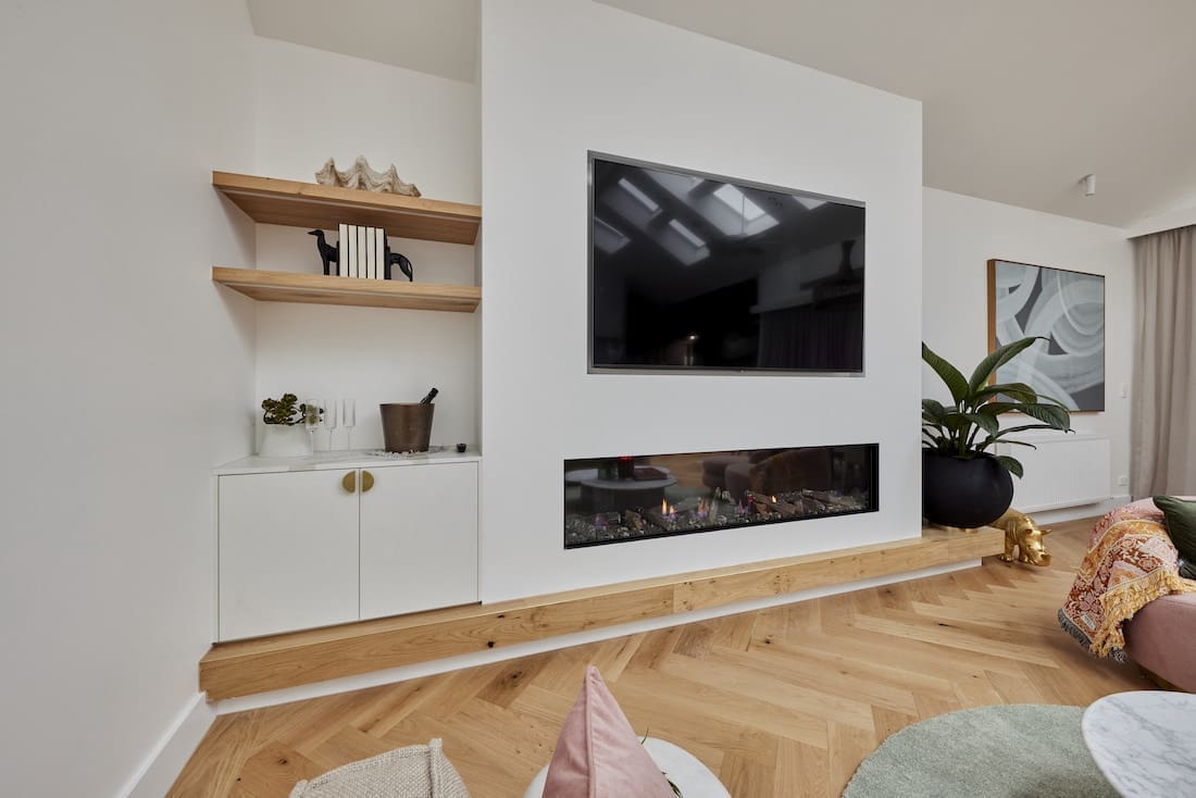 Fireplace and tv in living room