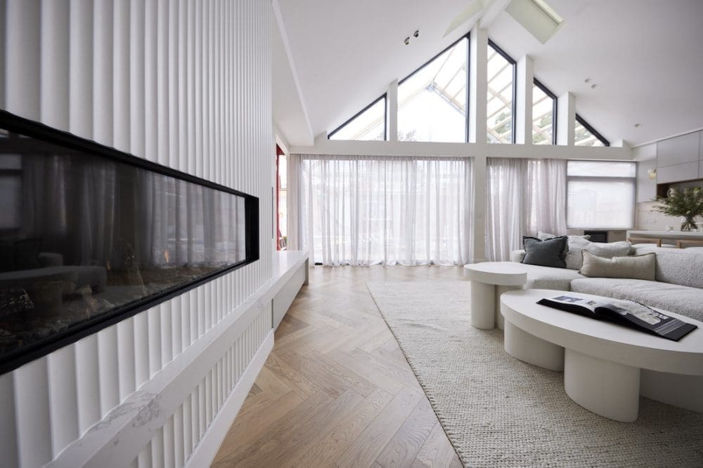 Fire place through to pitched roof windows