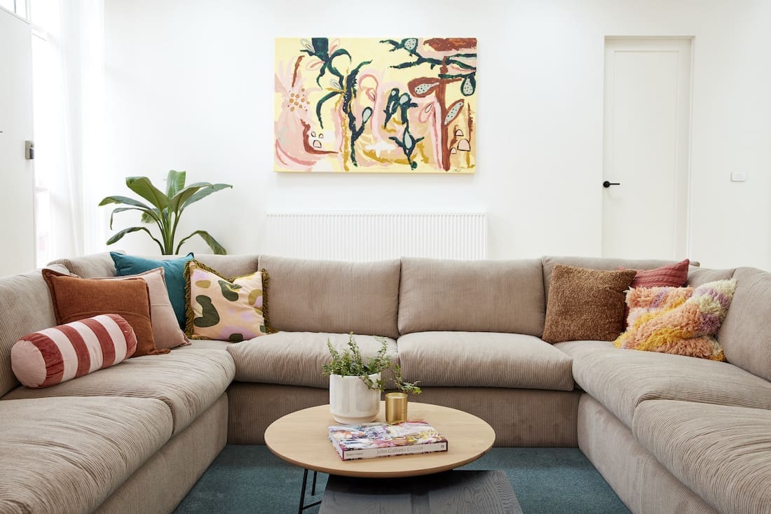 Sunken lounge with tropical artwork