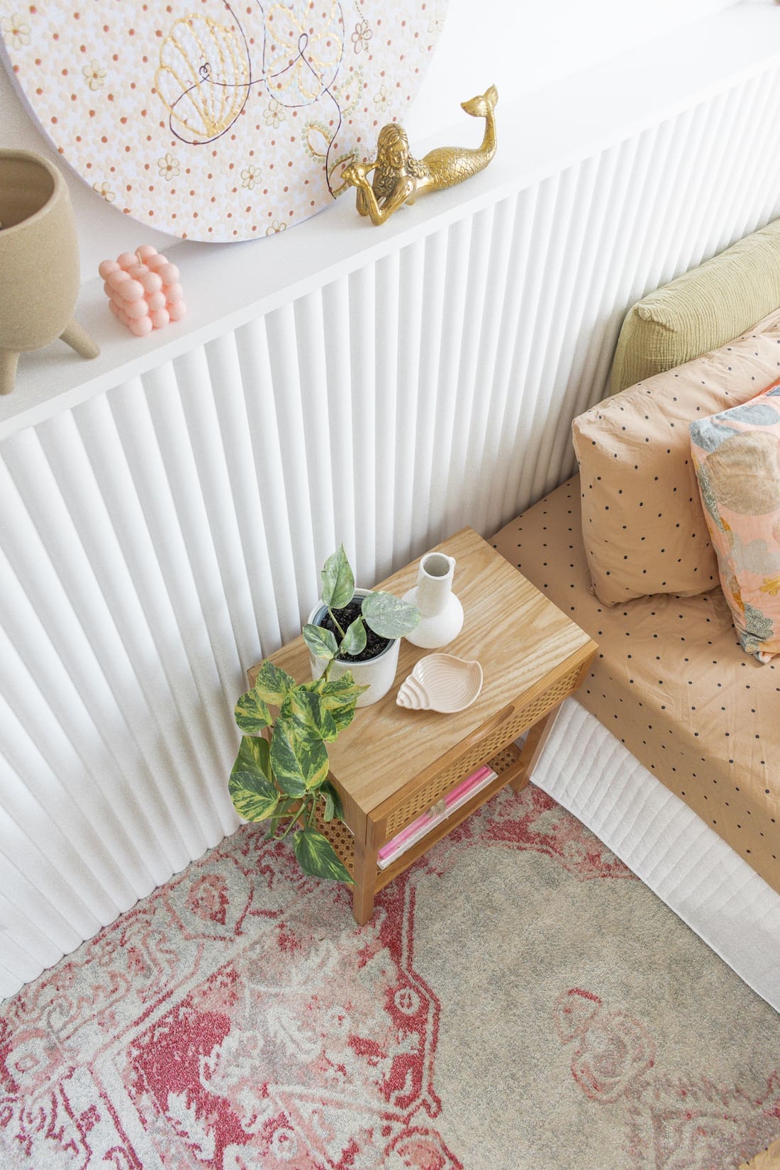 Half dowel feature wall