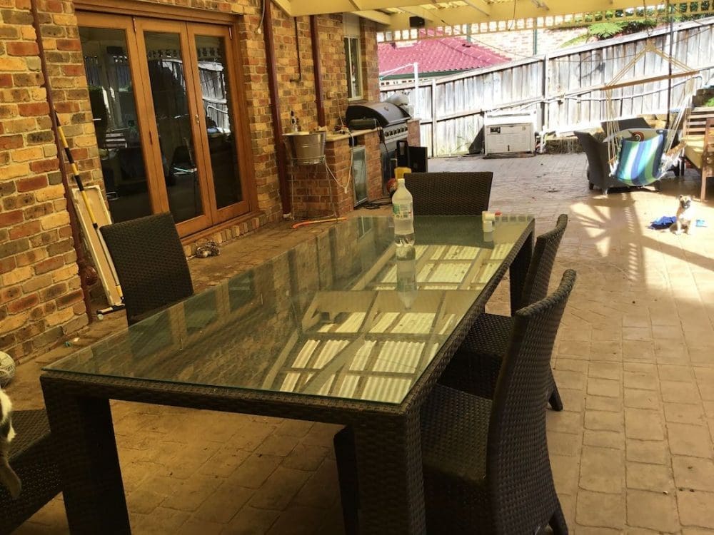 Before renovation of outdoor dining space