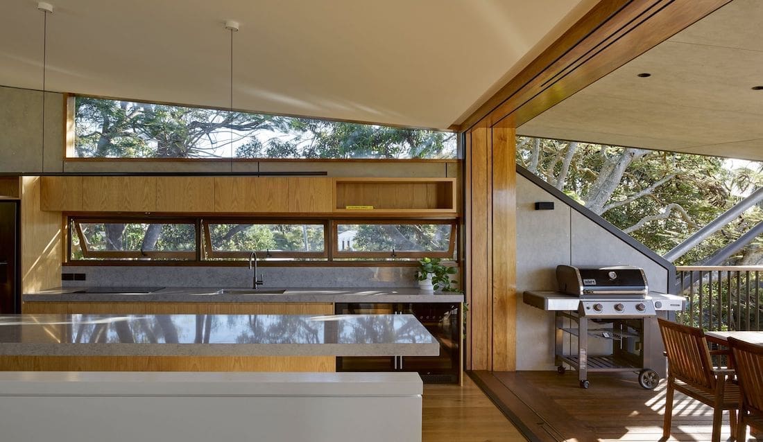Kitchen to deck at Nannygai